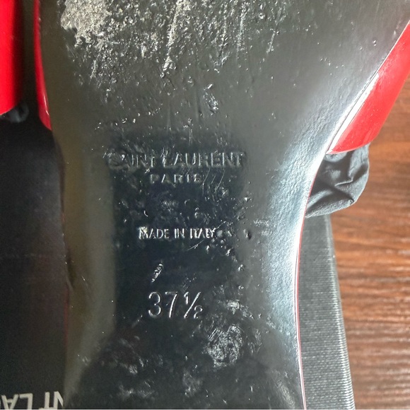 Saint Laurent Tribute Patent Leather Slide Sandals Red Size 37.5 - Picture 5 of 8